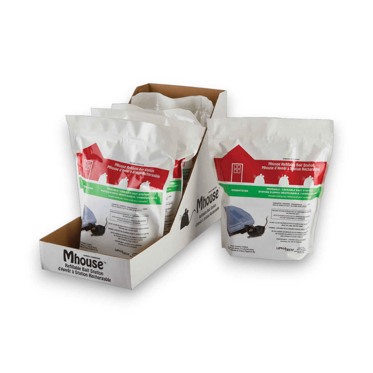 MHOUSE, 5 Stations d'Appâts Rechargeables pour Souris et Autres Petits Rongeurs (60 appâts)