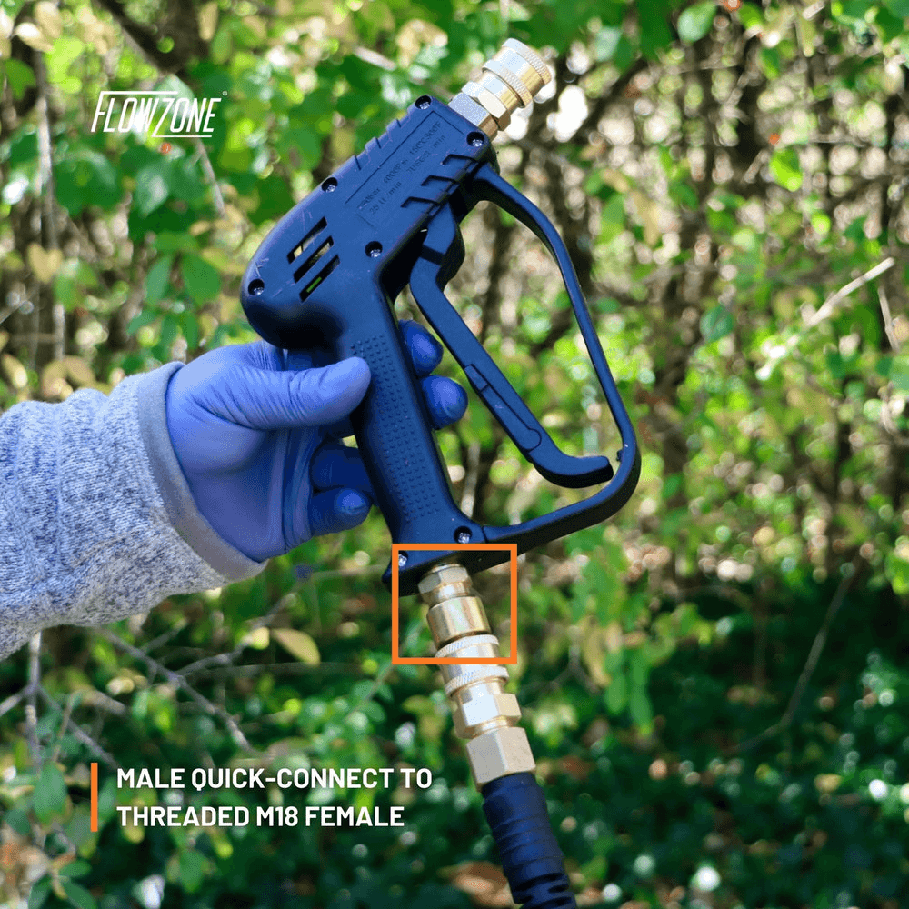 Kit adaptateur de connecteur fileté M18 Flowzone vers connecteur rapide en laiton | L'exterminateur en ligne