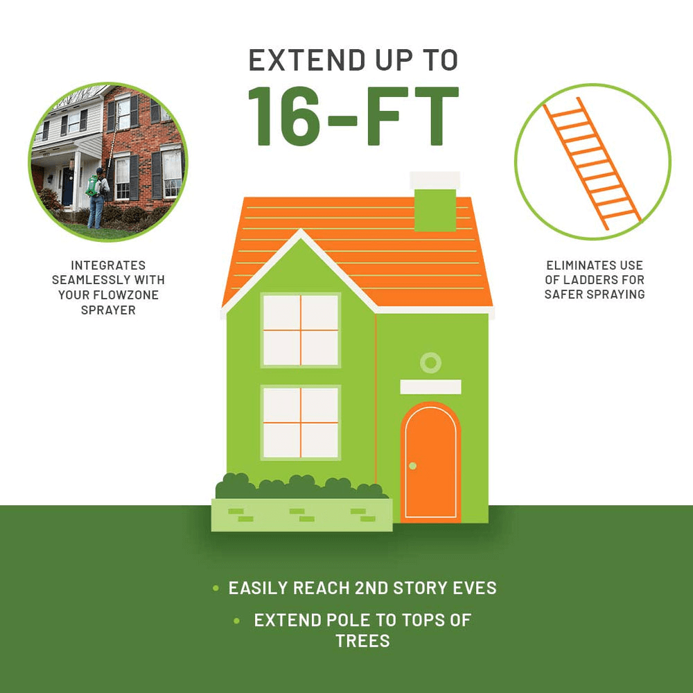 Perche télescopique extensible Flowzone avec ensemble de buses à 45° | L'exterminateur en ligne