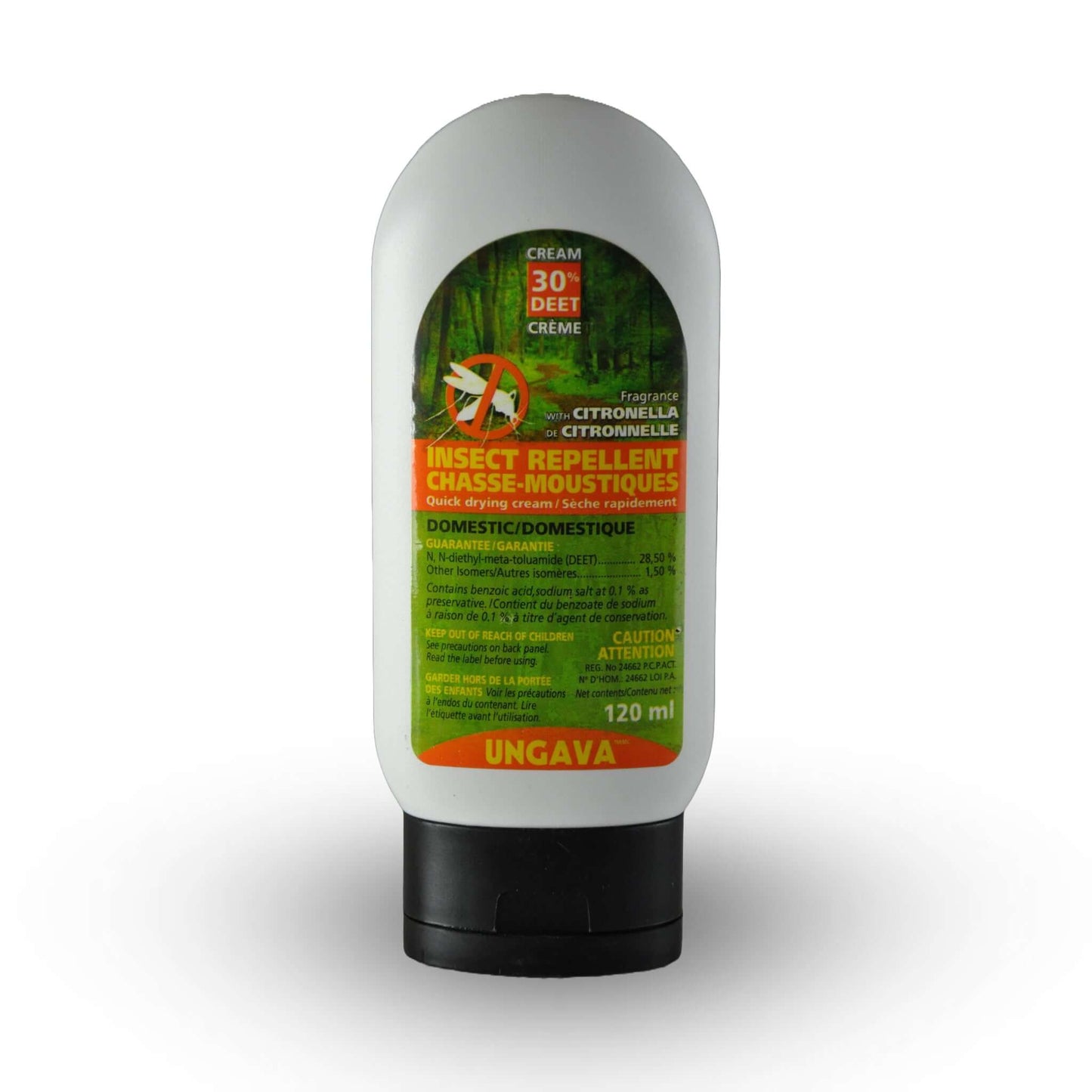 UNGAVA, Crème Chasse-Moustique avec Fragance de Citronnelle 120ml 30% DEET | L'exterminateur en ligne