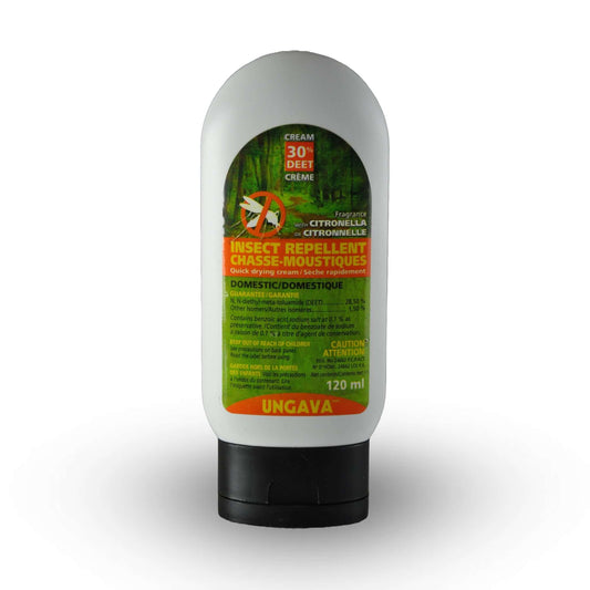 UNGAVA, Crème Chasse-Moustique avec Fragance de Citronnelle 120ml 30% DEET | L'exterminateur en ligne