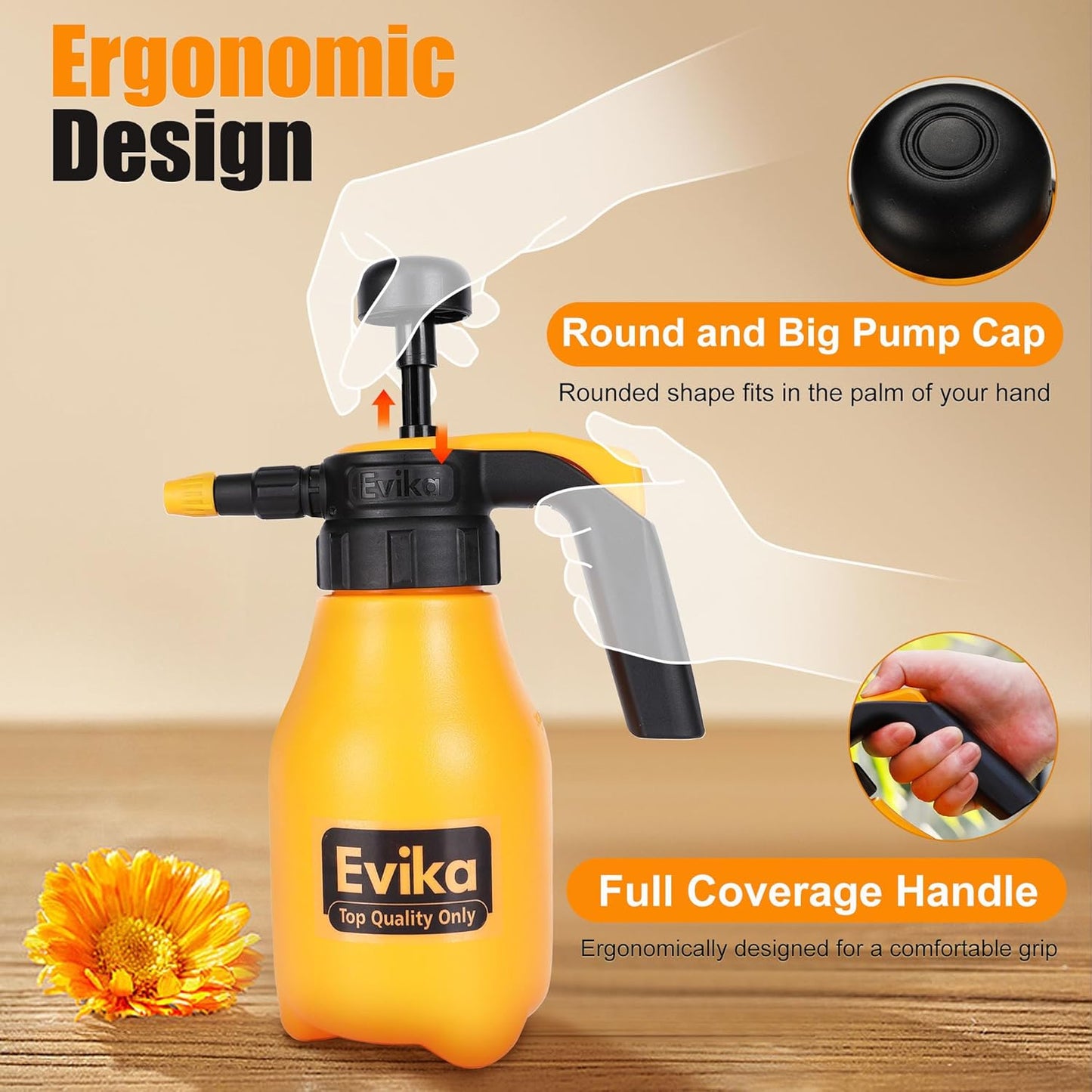 Pulvérisateur à pompe Evika 1,5L – Buse ajustable, usage intérieur et extérieur