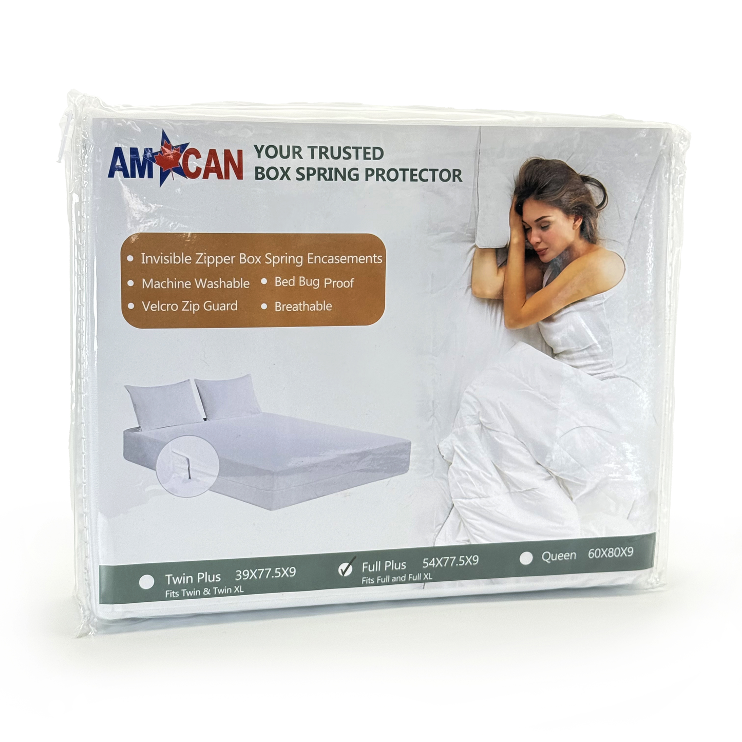 Housse de sommier extensible en tricot avec fermeture éclair – 9 pouces