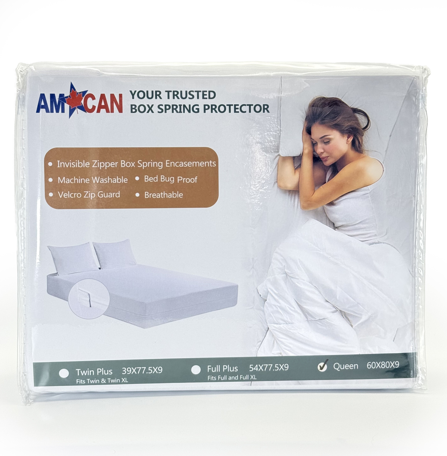 Housse de sommier extensible en tricot avec fermeture éclair – 9 pouces