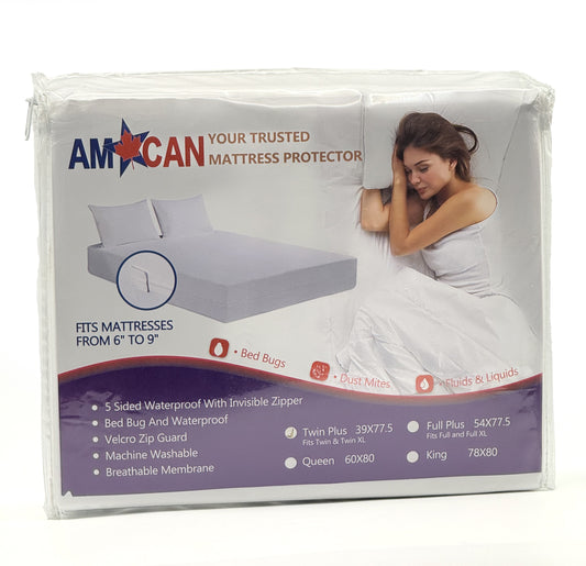 Housses de matelas certifié punaise de lit avec fermeture éclair (6 à 9 pouces d'épaisseur)