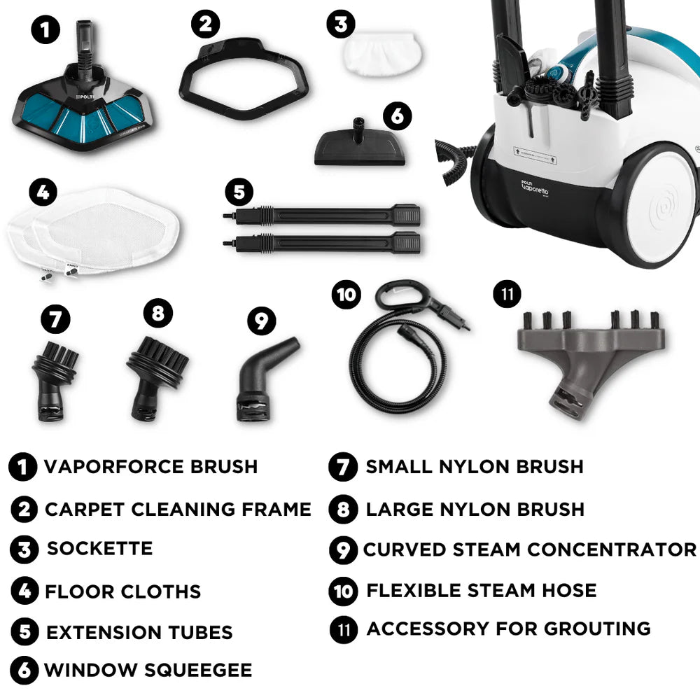 Polti Vaporetto Smart 100 – Nettoyeur vapeur haute pression avec 10 accessoires et autonomie illimitée
