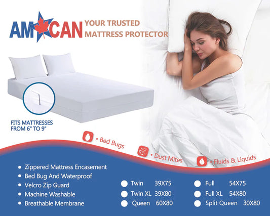 Housses de matelas certifié punaise de lit avec fermeture éclair (6 à 9 pouces d'épaisseur)
