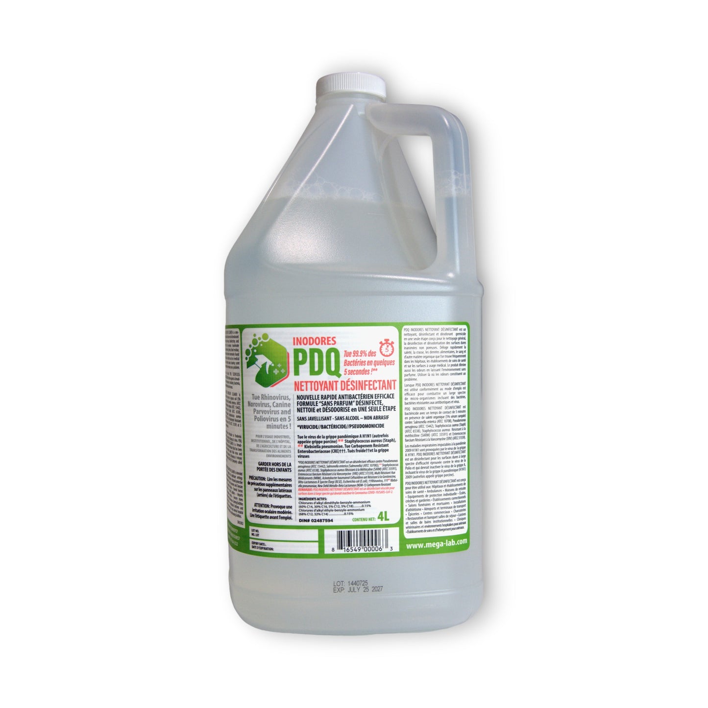 PDQ – Nettoyant désinfectant Virucide et Bactéricide, homologué COVID-19.