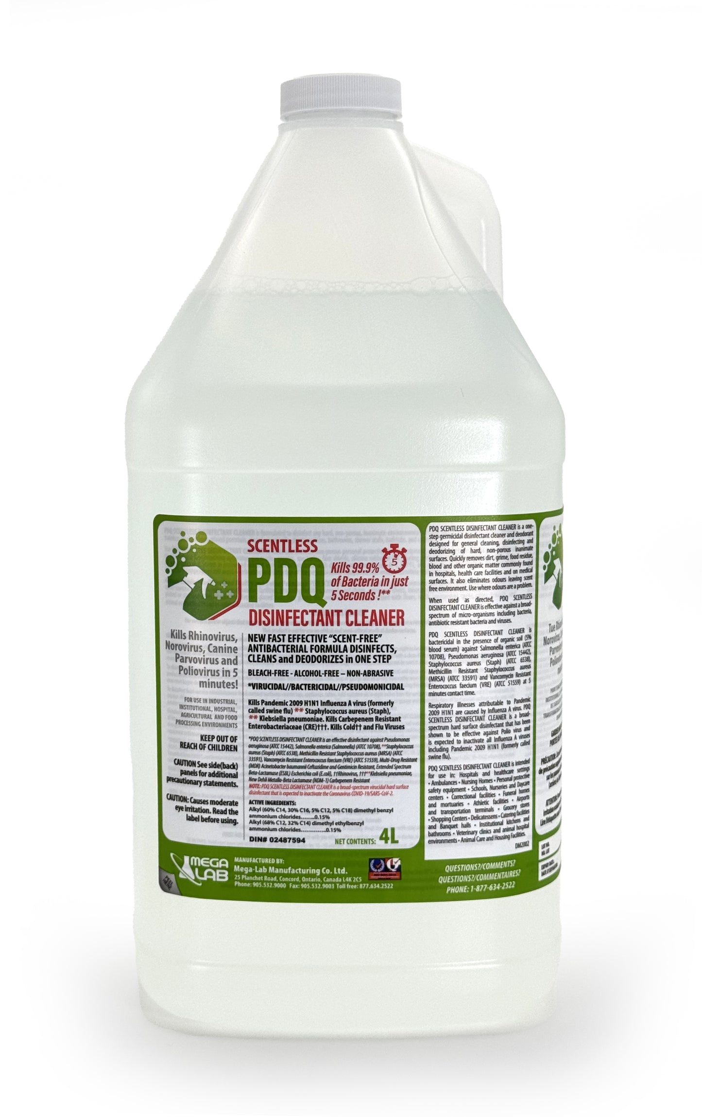 PDQ – Nettoyant désinfectant Virucide et Bactéricide, homologué COVID-19.