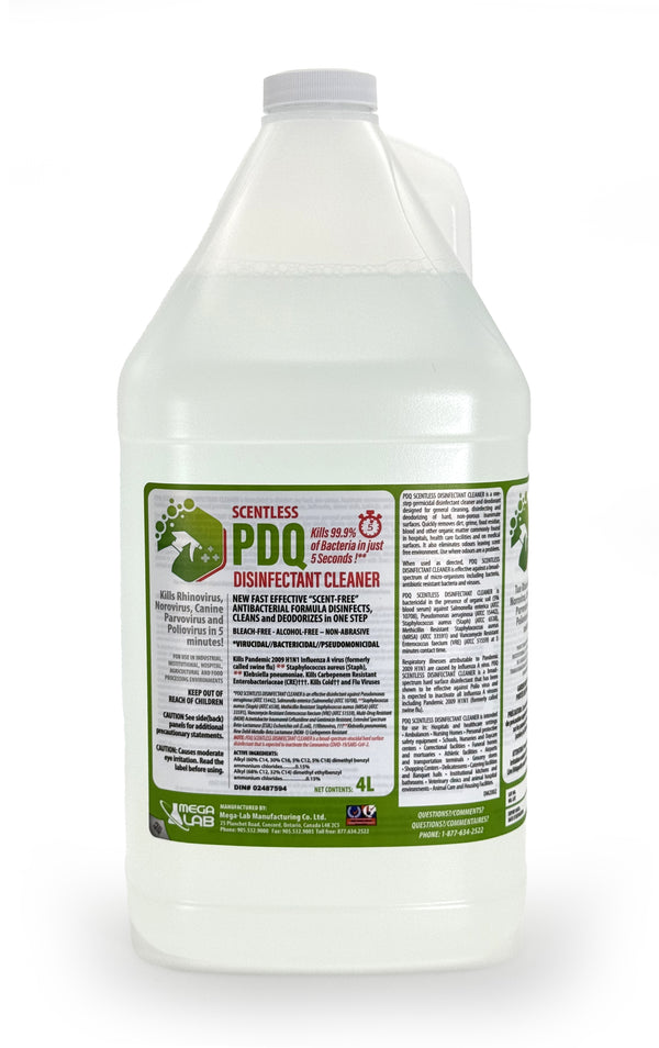 PDQ – Limpiador desinfectante virucida y bactericida, aprobado para COVID-19.